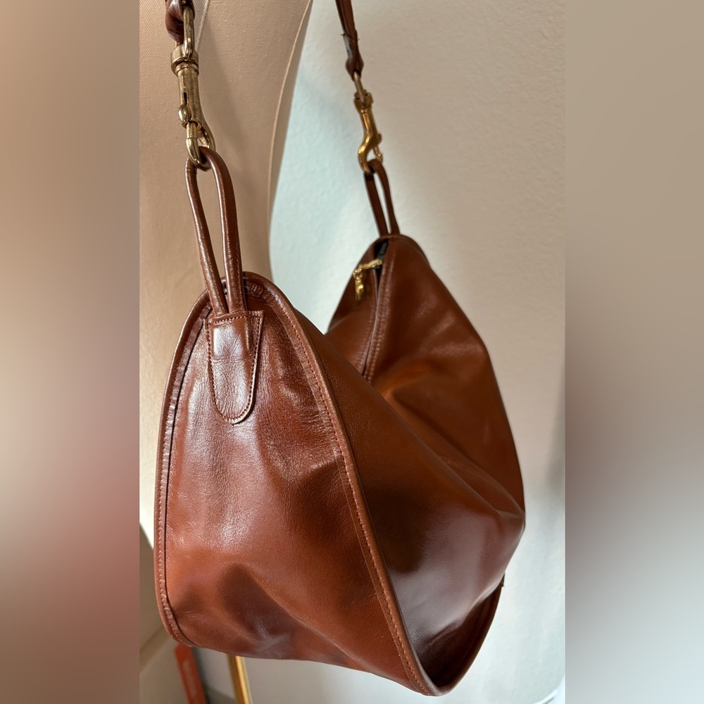 Palizzio Vintage Elegant Brown Leather Shoulder Bag